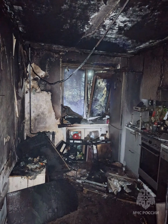 Пожар в жилом доме Уфы, есть пострадавший