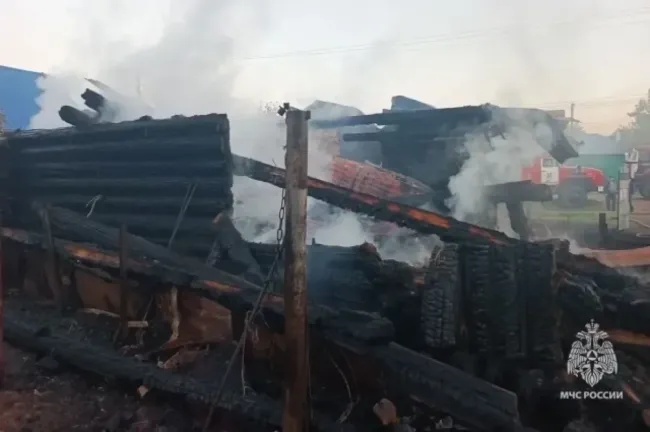 При пожаре в доме многодетной семьи в Башкирии пострадал мужчина